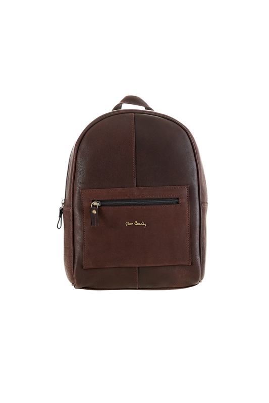 Pierre Cardin brown leather unisex backpack