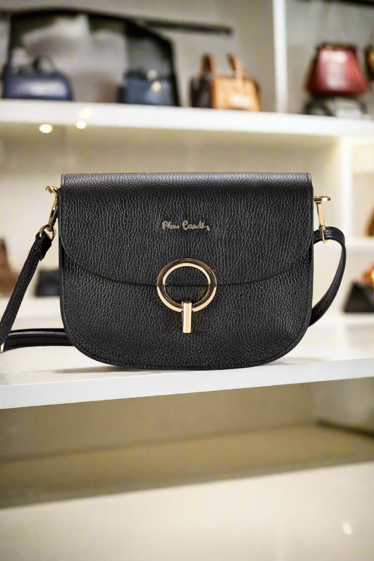Pierre Cardin black leather handbag for women