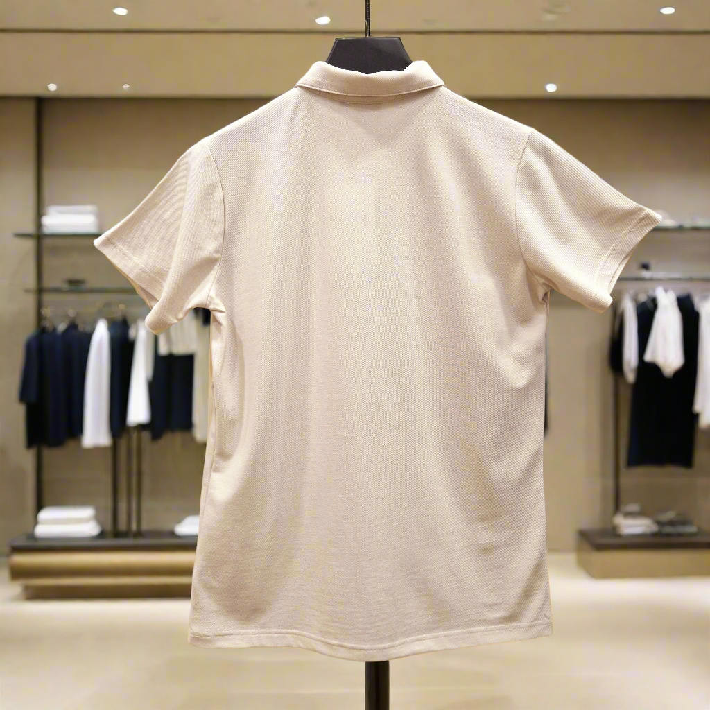 PEPPER Pique Beige Polo Shirt with Zipper for Men