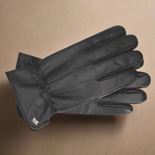 PIERRE CARDIN black genuine leather gloves for men
