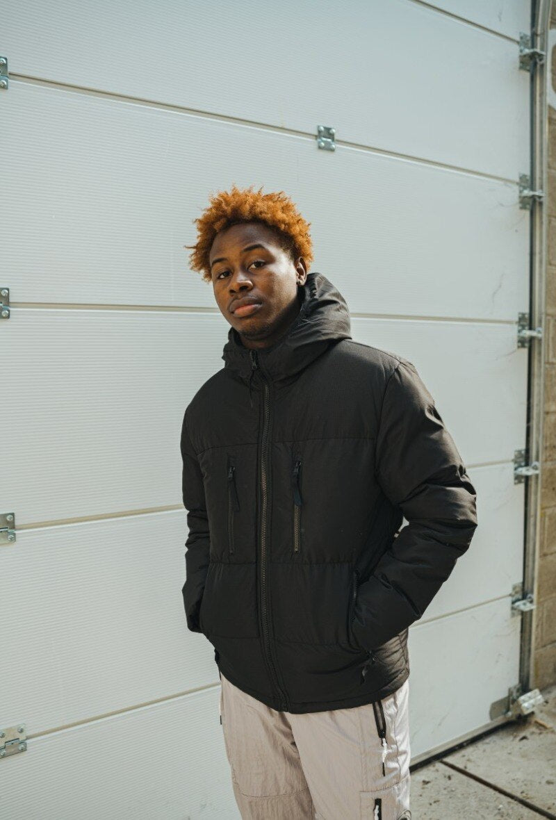 FRILIVIN black puffer jacket with hood