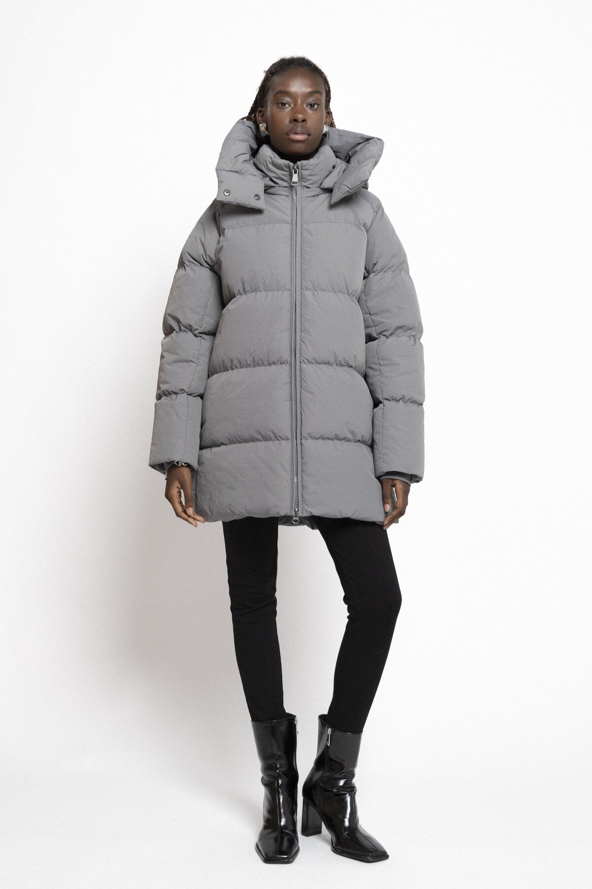 COPPEROSE oversized carbone puffer striukė su gobtuvu moterims