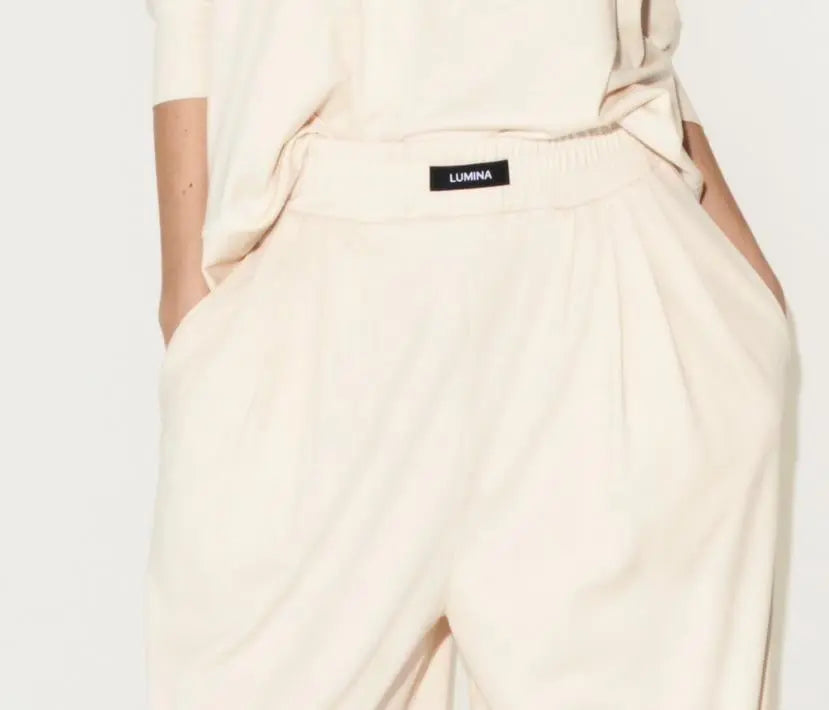 Lumina cream casual pants for women