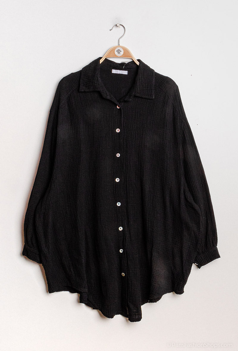 Made in Italy black oversize shirt for women