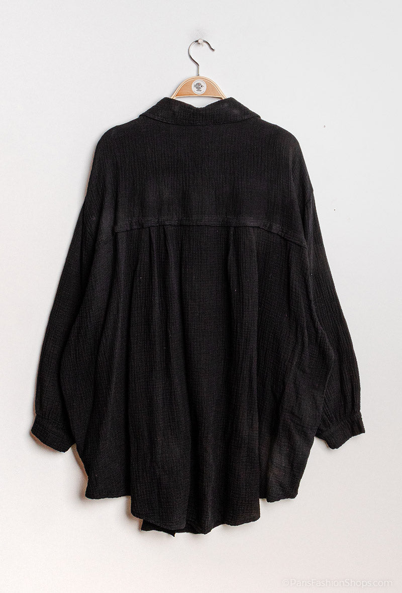 Made in Italy black oversize shirt for women