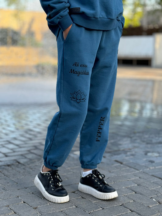 PEPPER Magic Royal Blue kelnės su pūkeliu moterims