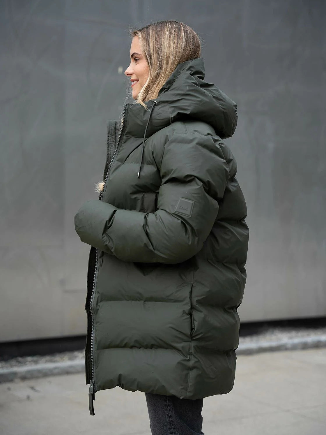 RAINS UNISEX Puffer green parka