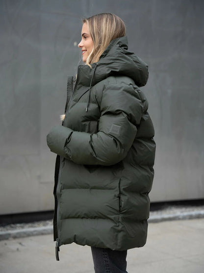 RAINS UNISEX Puffer žalia parka