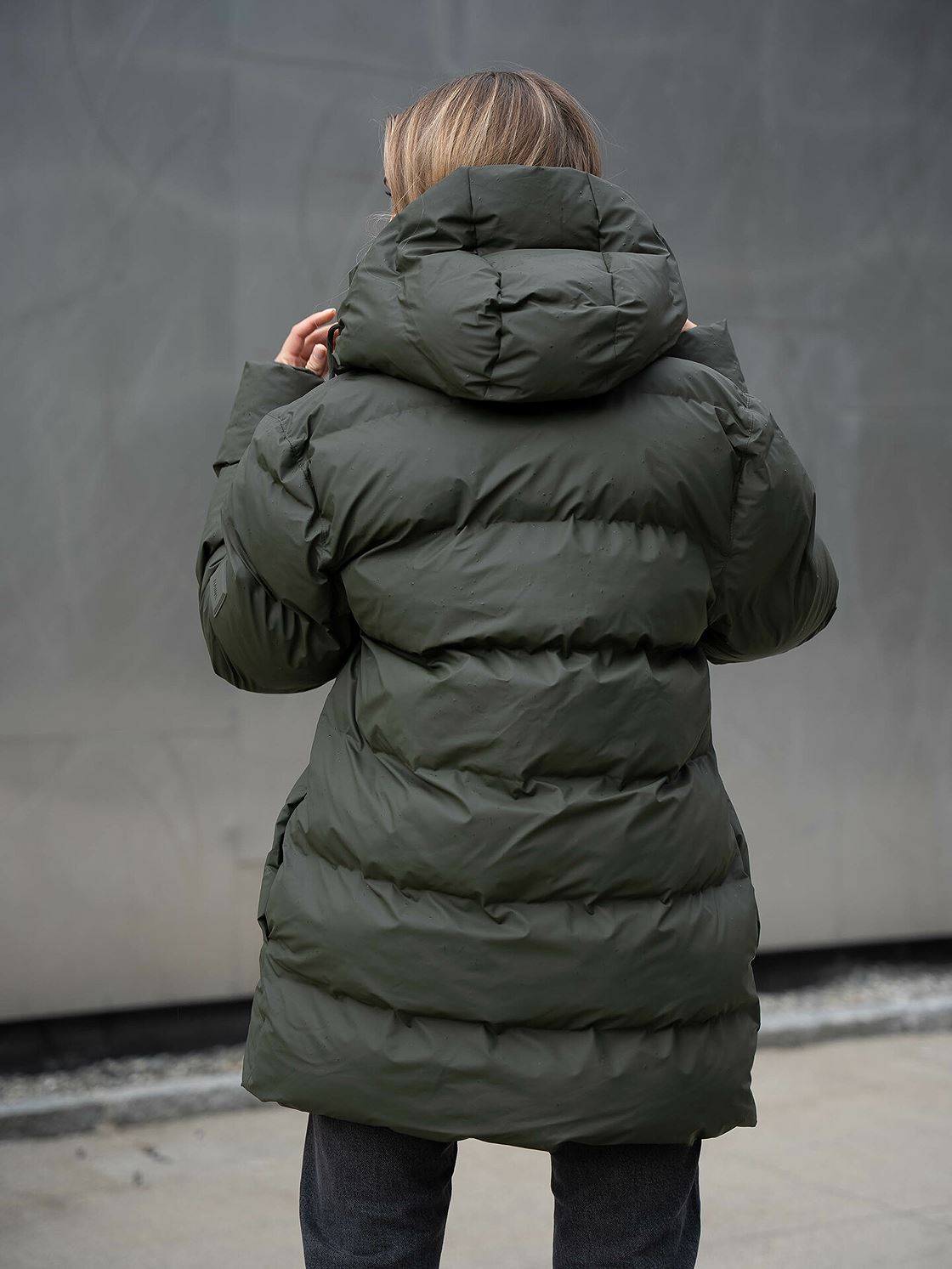 RAINS UNISEX Puffer green parka