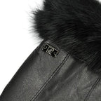 PIERRE CARDIN genuine leather black gloves for women