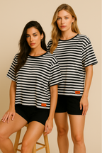 PEPPER White &amp; Blue Pique crop top for women
