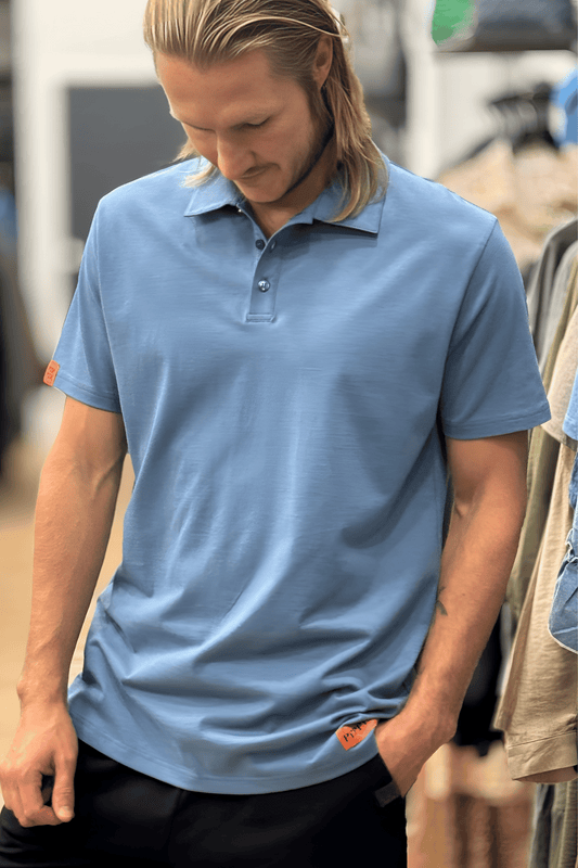 PEPPER sky blue polo marškinėliai vyrams