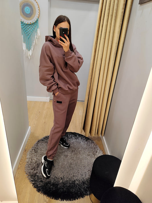 PEPPER UNISEX Coral sweatshirt with hood and fluff 