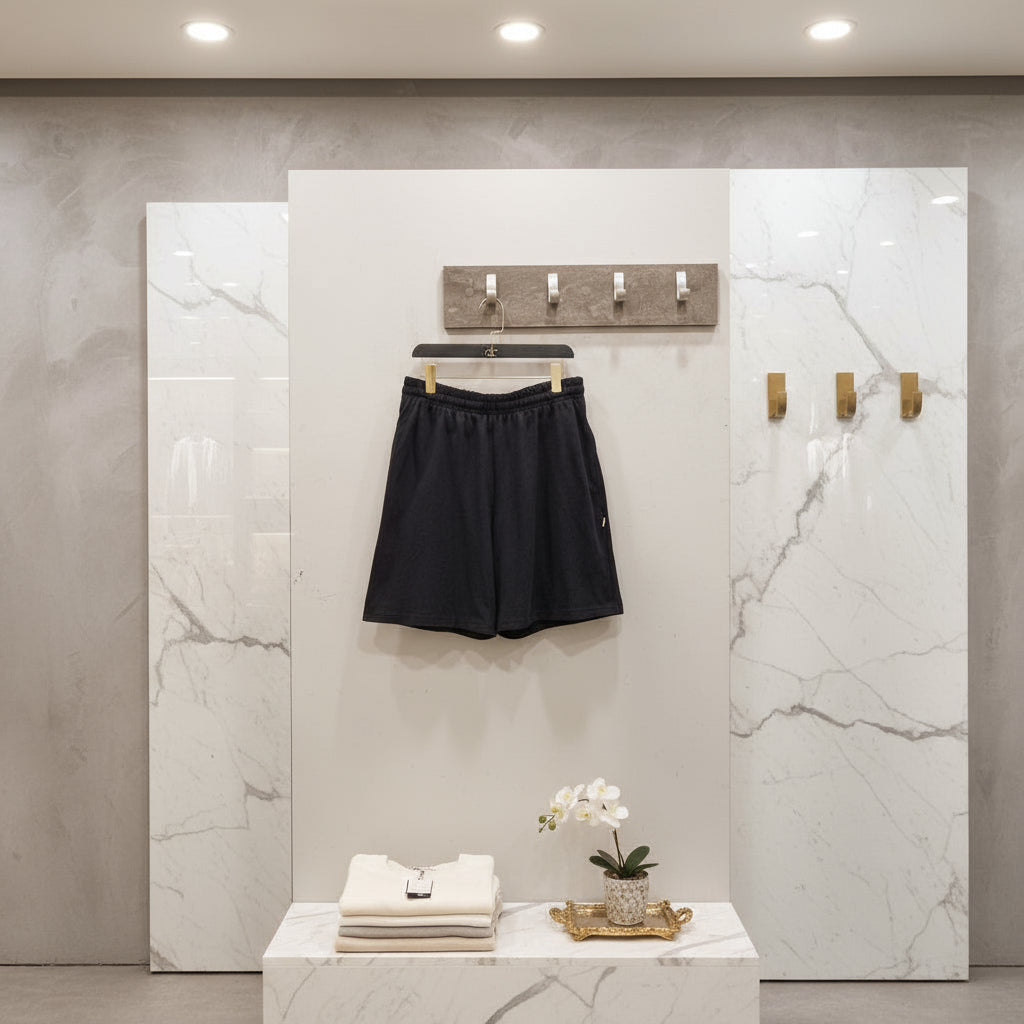 PEPPER Black Pique oversized šortai vyrams