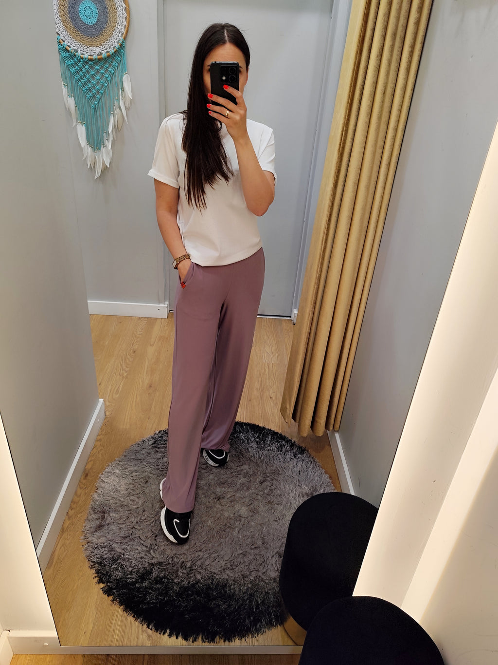 PEPPER taupe flared pants for women