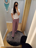 PEPPER taupe flared pants for women