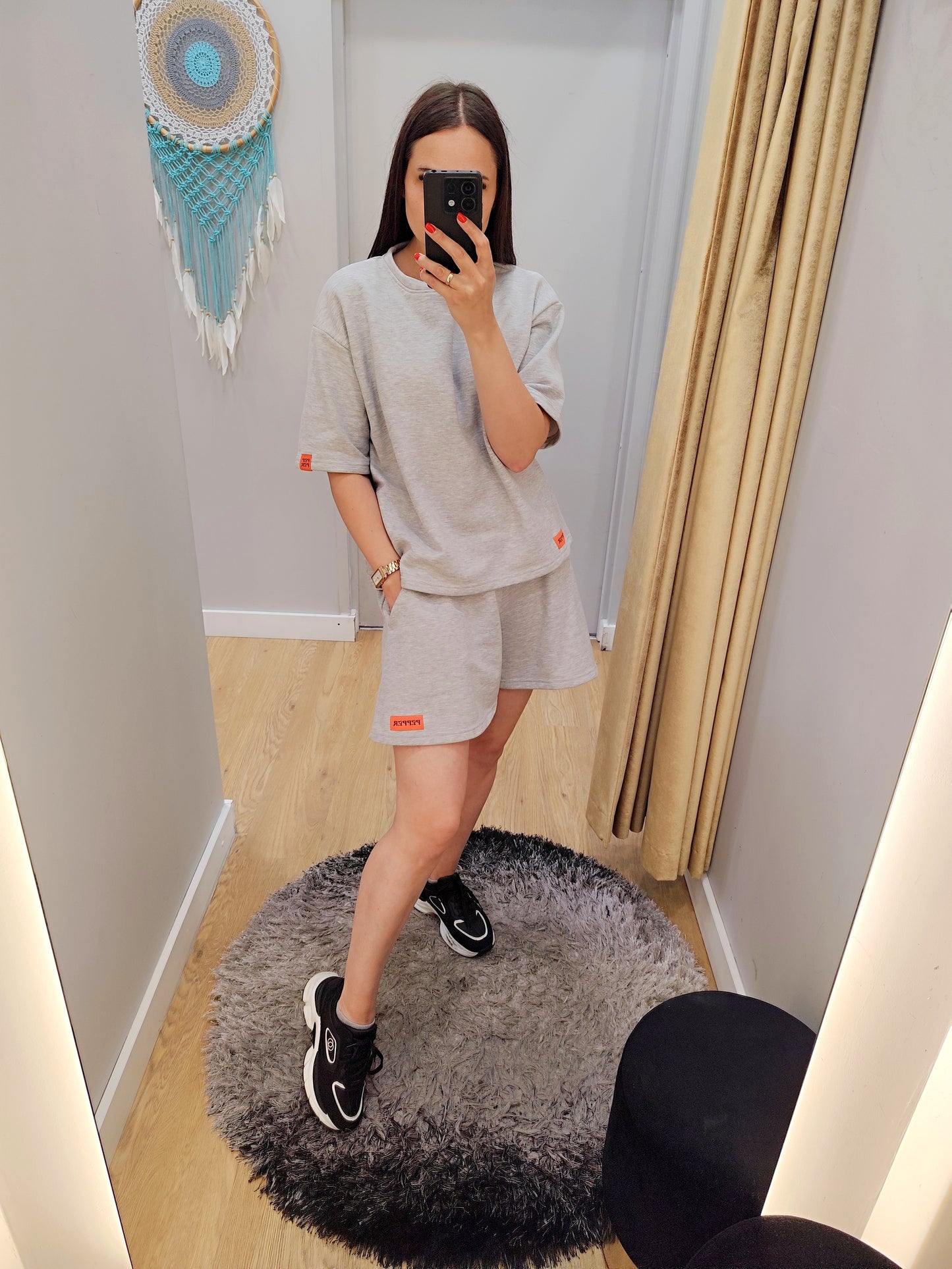 PEPPER Grey flared shorts for women