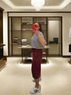 PEPPER White &amp; Blue Pique crop top for women
