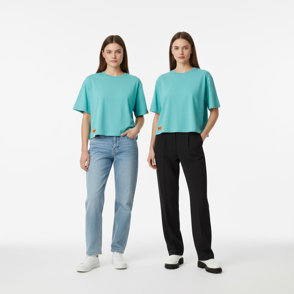 PEPPER Mint Green Pique T-shirt for women 