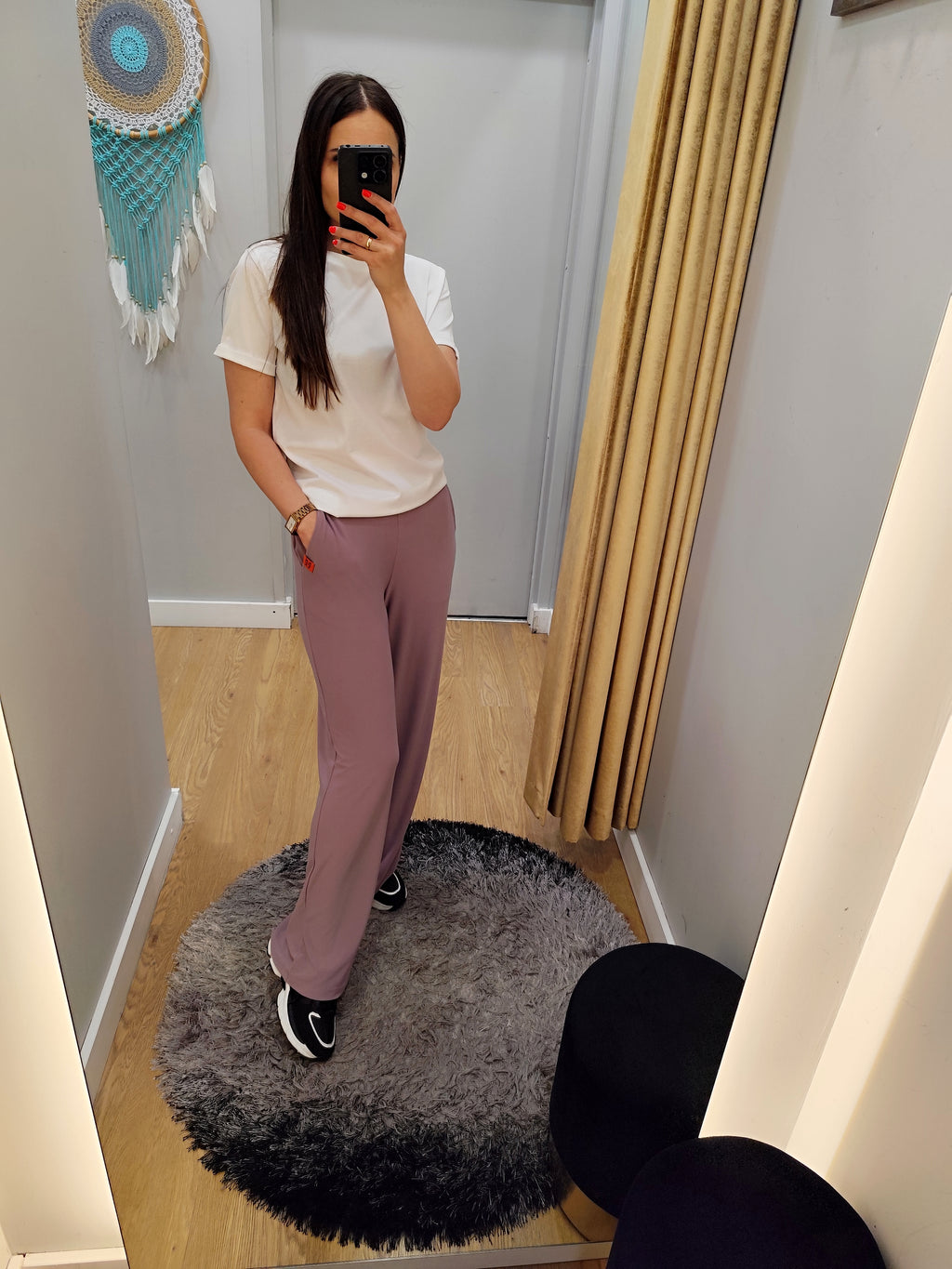 PEPPER taupe flared pants for women