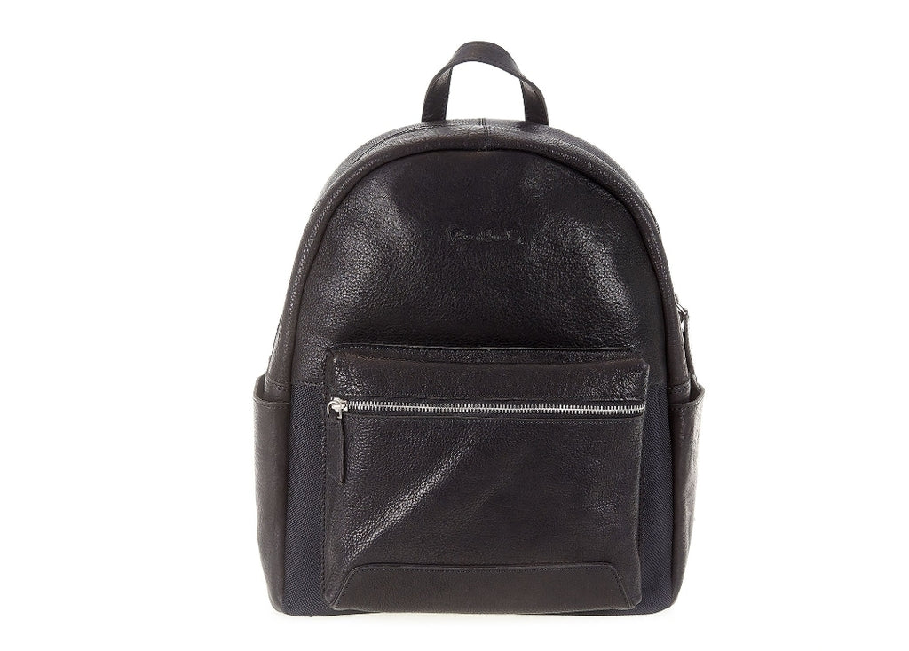 Pierre Cardin black leather backpack for men