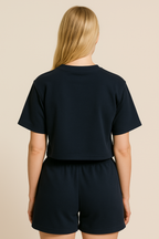 PEPPER Crop Top Navy T-shirt for women