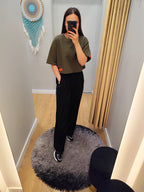 PEPPER crop top dark gray T-shirt for women