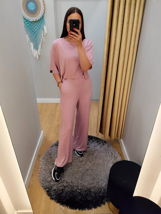 PEPPER Blush Pink flared pants for women
