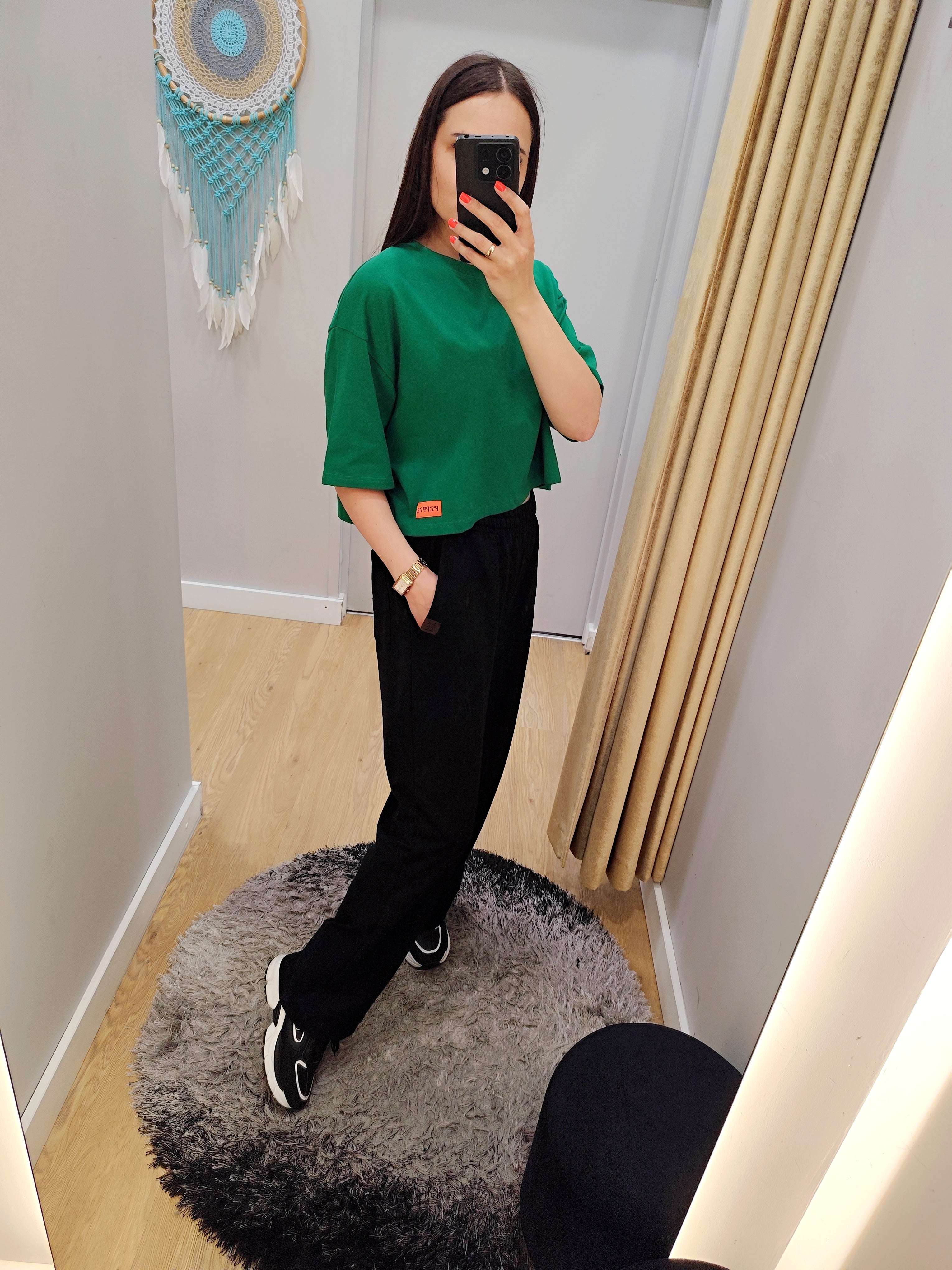 PEPPER Crop Top green t-shirt for women