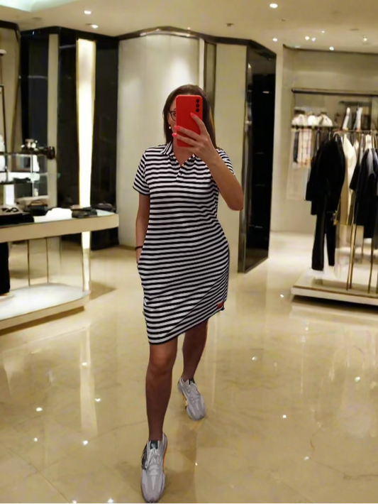 PEPPER White &amp; Blue Pique dress for women