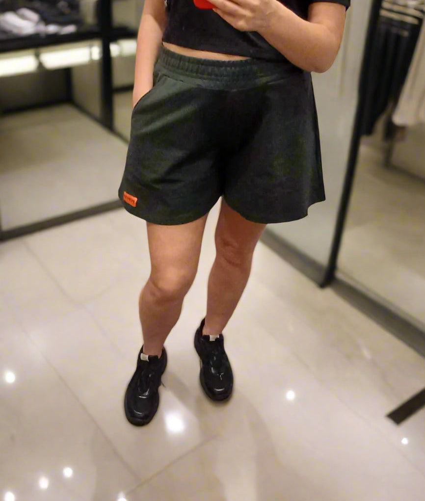 PEPPER Green flared shorts for women