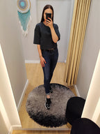 PEPPER crop top space grey ploni marškinėliai moterims