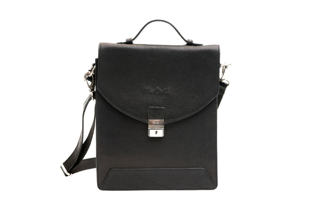 Pierre Cardin black genuine leather handbag for men