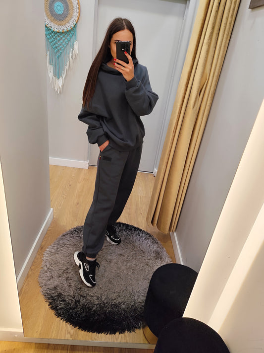 PEPPER UNISEX Dark Grey sweatshirt with a hood 