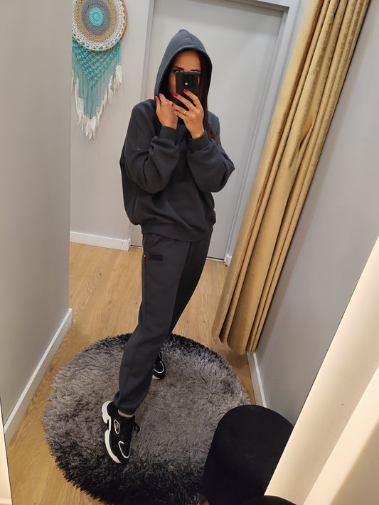 PEPPER UNISEX Dark Grey sweatshirt with a hood 