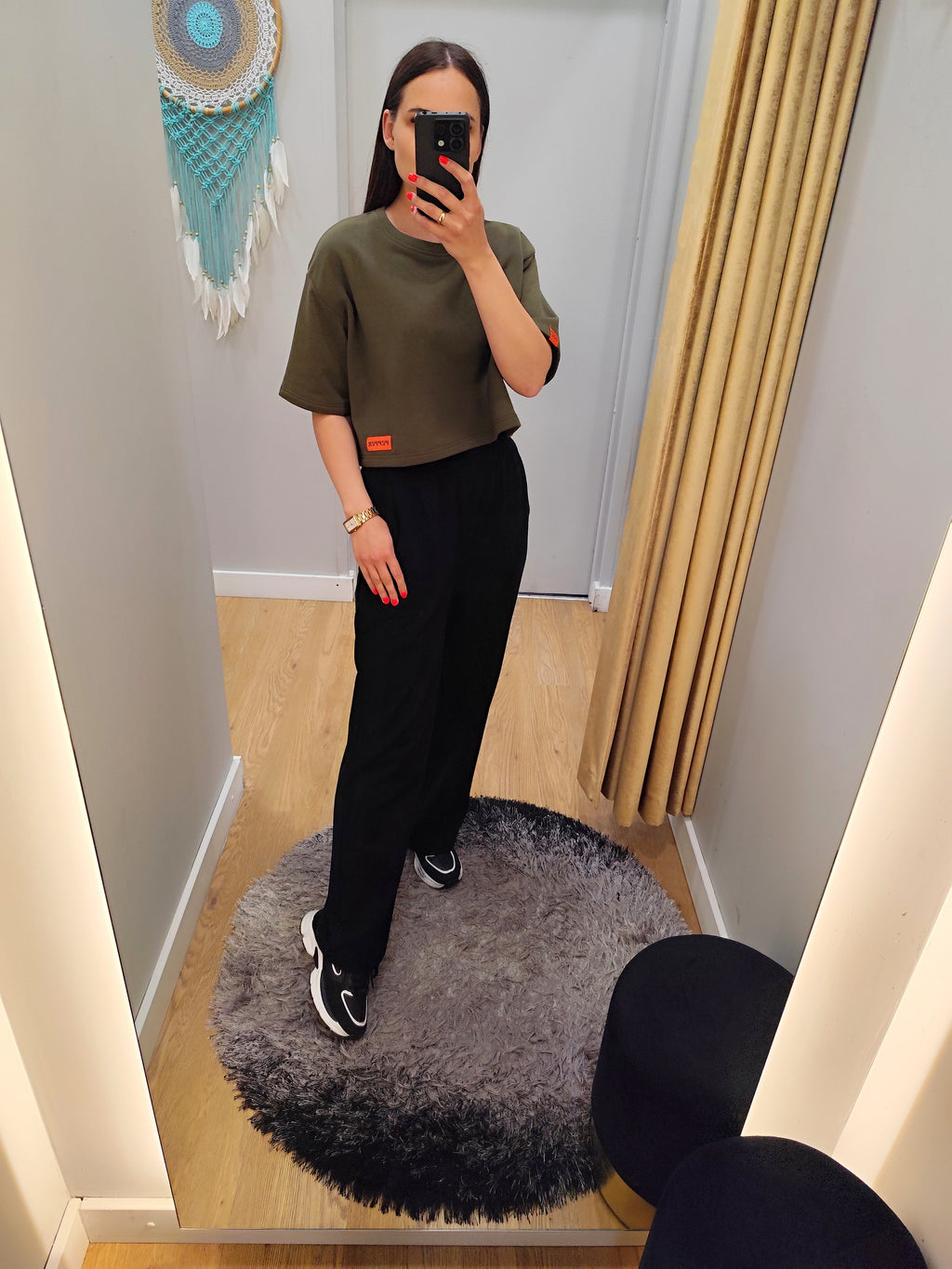 PEPPER crop top dark gray T-shirt for women