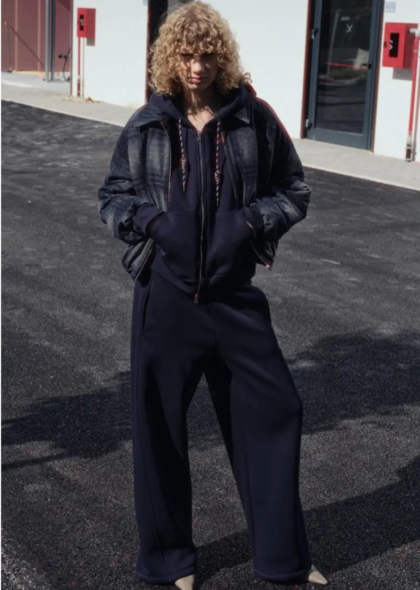 LUMINA mėlynas džemperis moterims su gobtuvu