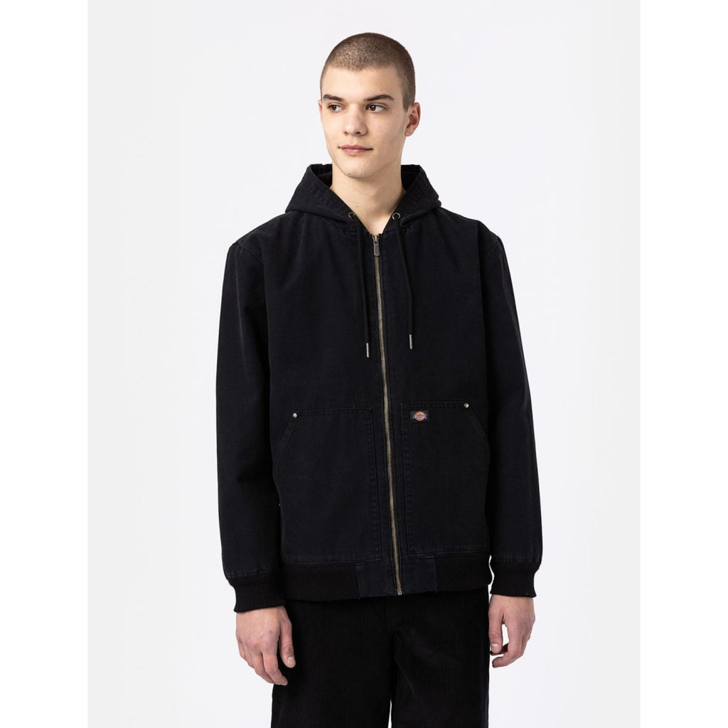 DICKIES juoda striukė su kailiu vyrams