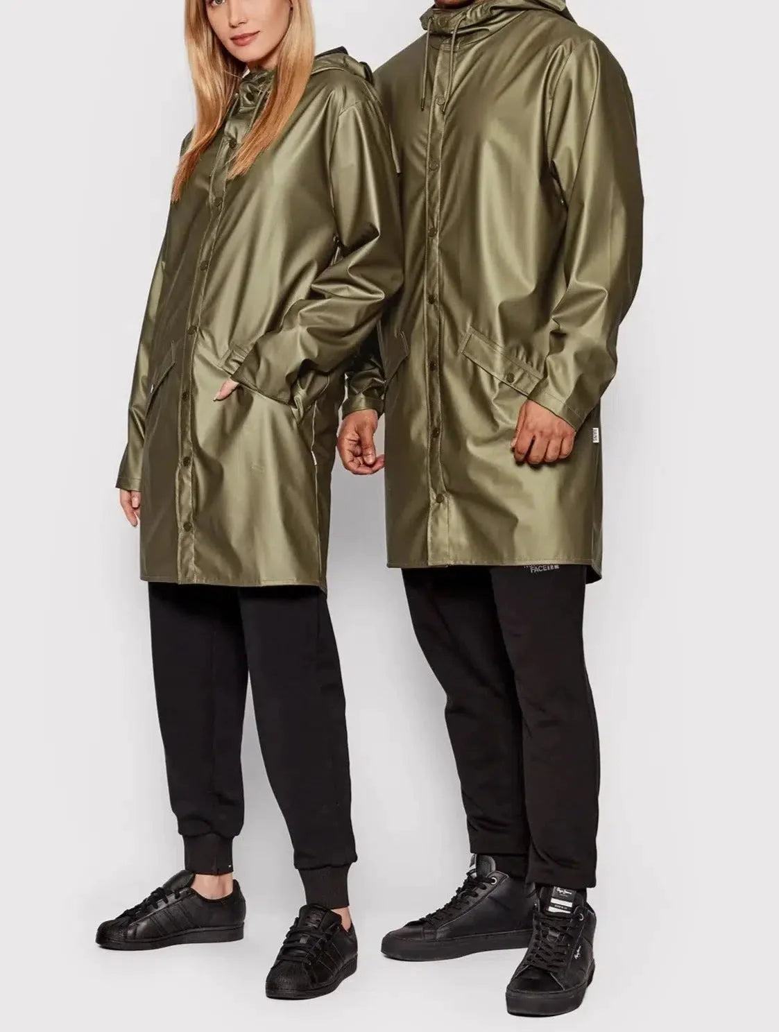 RAINS UNISEX metalic spalvos ilgas lietpaltis