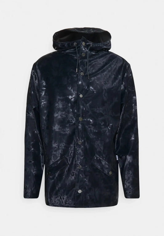 RAINS jacket mėlinas su ornamentais lietpaltis