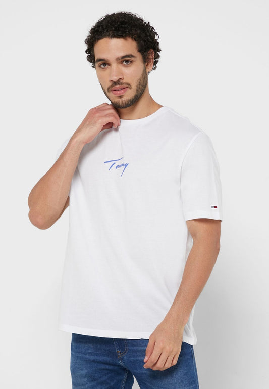 Tommy Hilfiger balti logo marškinėliai
